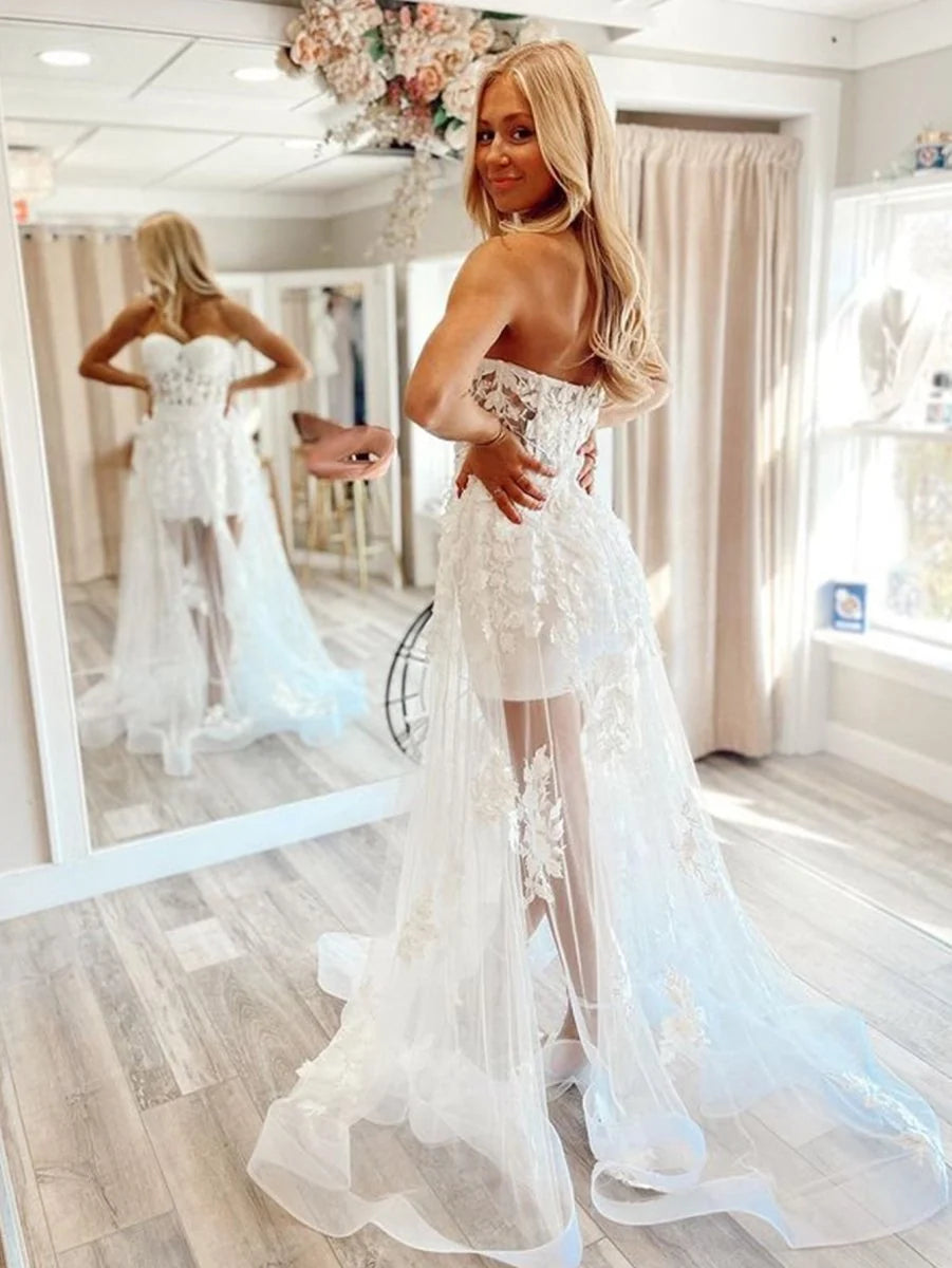 A Line Sweetheart Tulle Lace Prom Dress