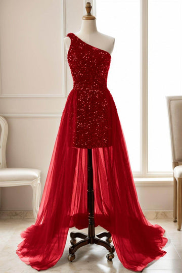 Sheath-Column Sweep-Brush Train Sequined Prom Dress CS0467