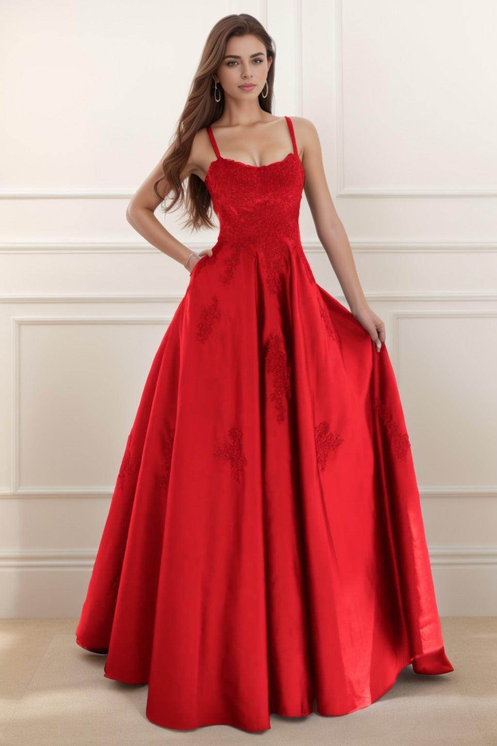 A-Line Floor Length Satin Prom Dress CS0458