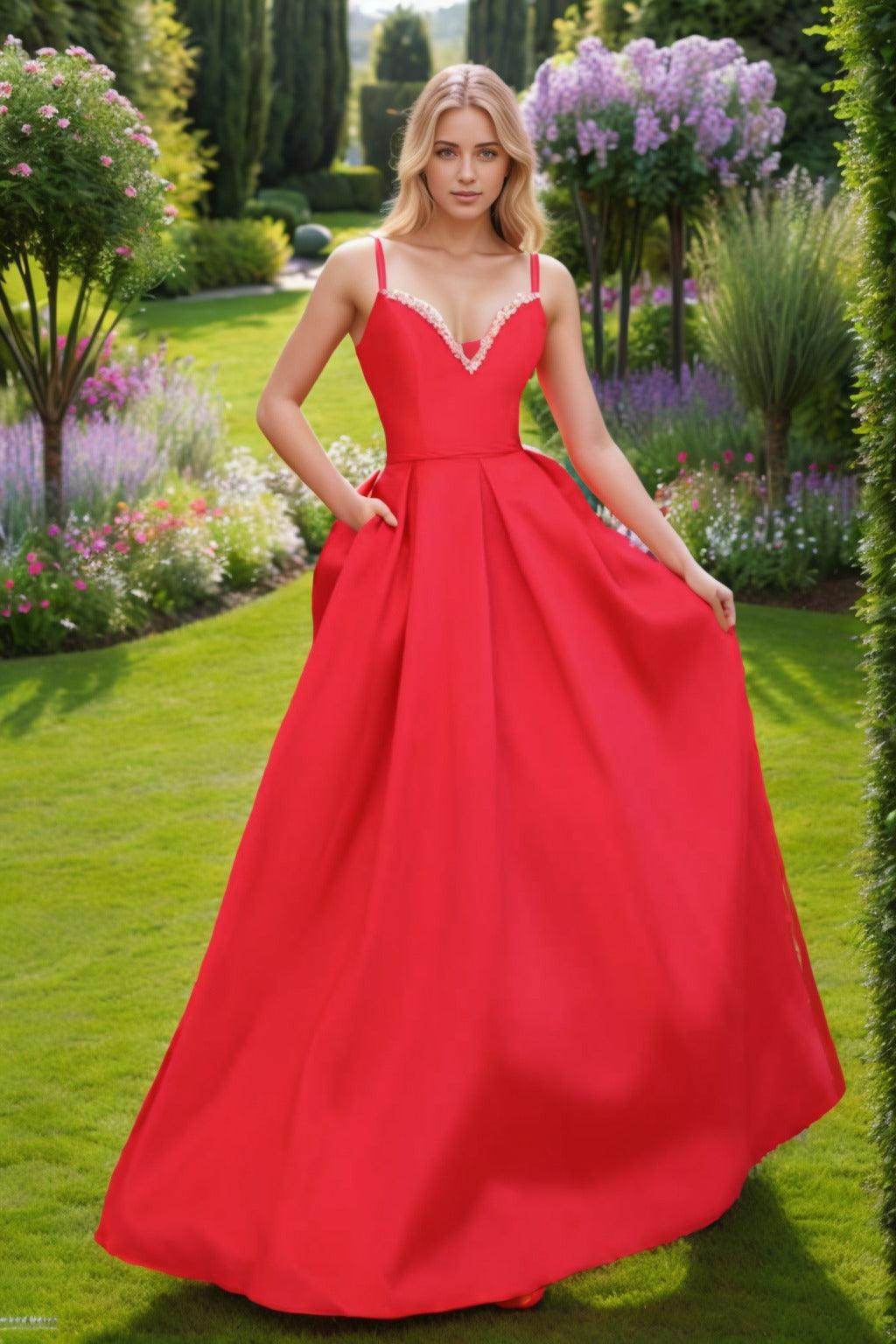 A-Line Floor Length Satin Prom Dress CS0451