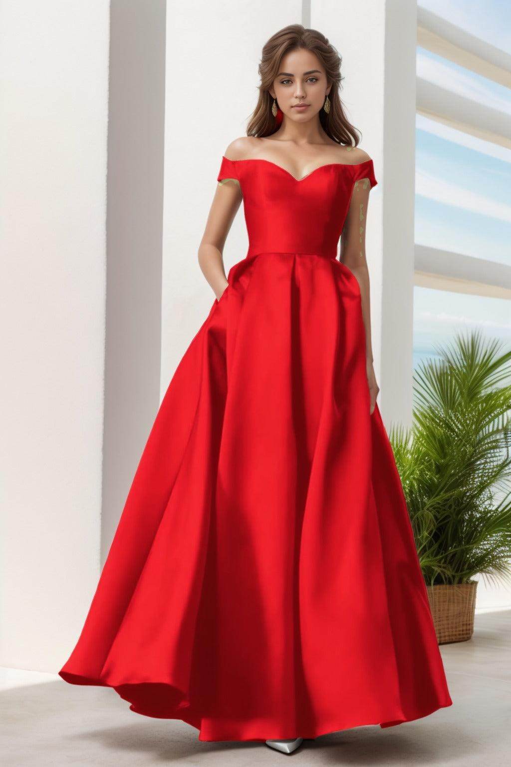 A-Line Floor Length Satin Prom Dress CS0408