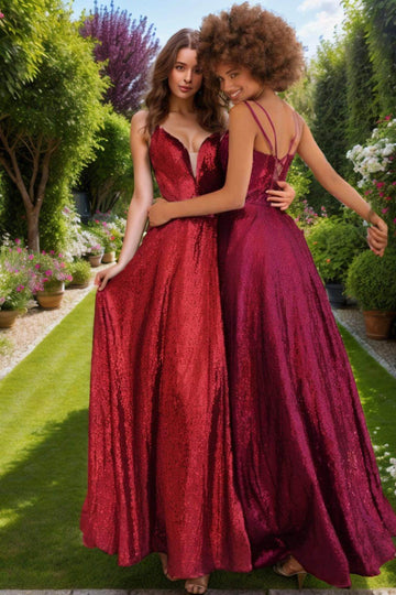 A-Line Floor Length Sequined Prom Dress CS0453