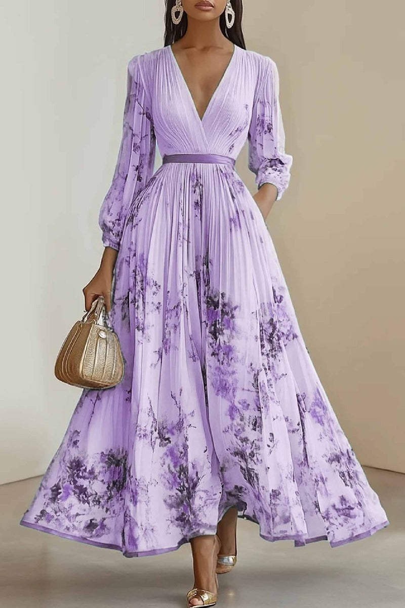 A-Line Tea Length Chiffon Wedding Guest Dress 891554880016