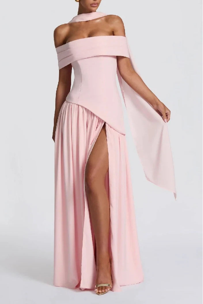 Sheath-Column Floor Length Silk-Like Wedding Guest Dress 963358428274
