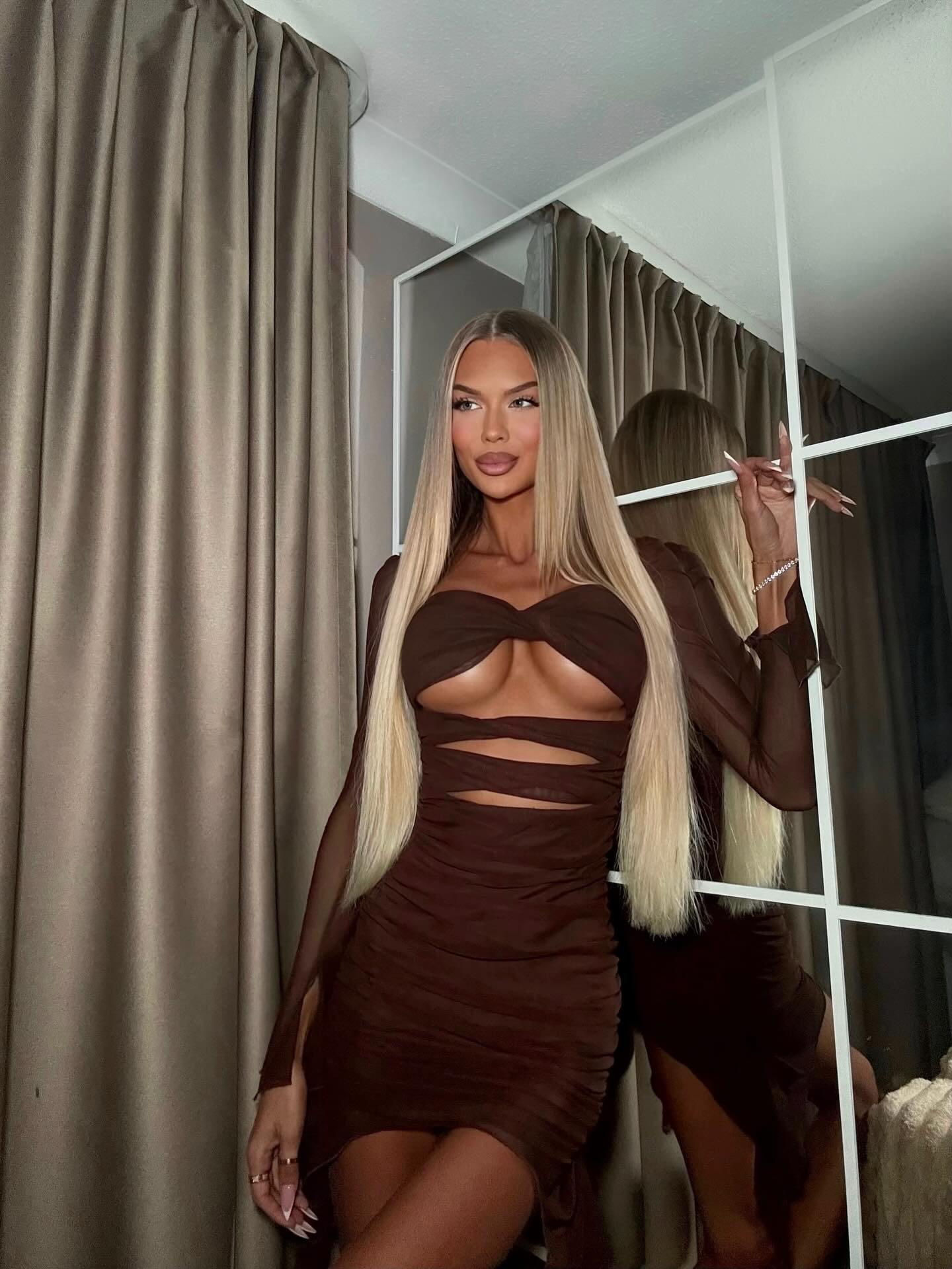 Michelle Mesh Mini Dress - Chocolate