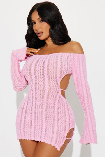 It's My World Sweater Micro Mini Dress - Pink