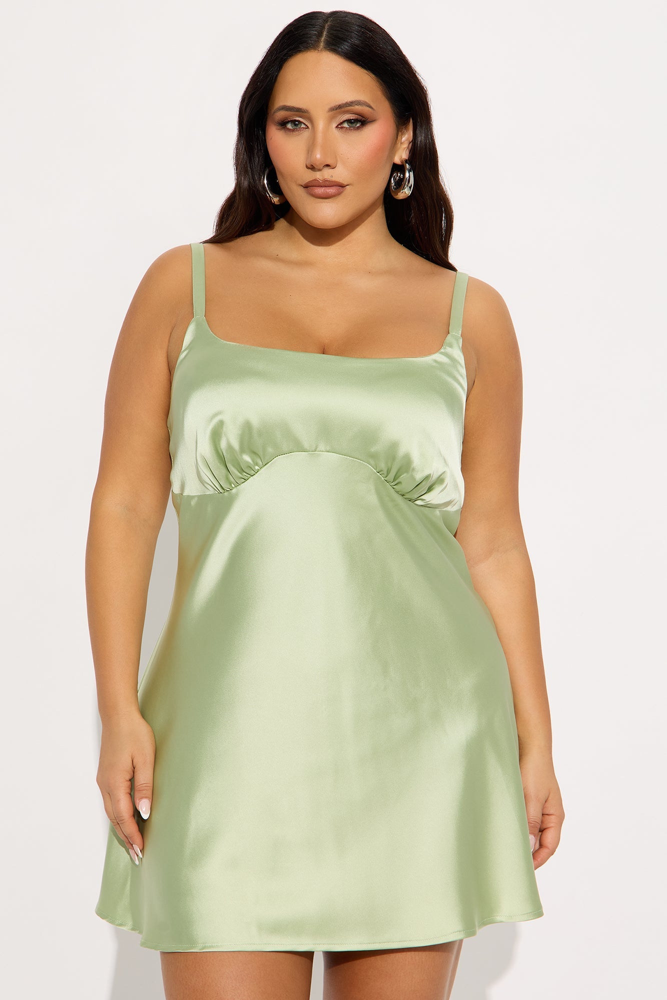 Kaylee Satin Mini Dress - Sage