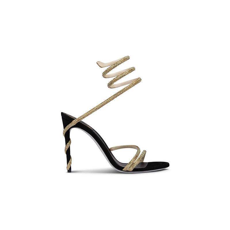 Rhinestone Ankle Strap Pointy Stiletto Heels 793993757024