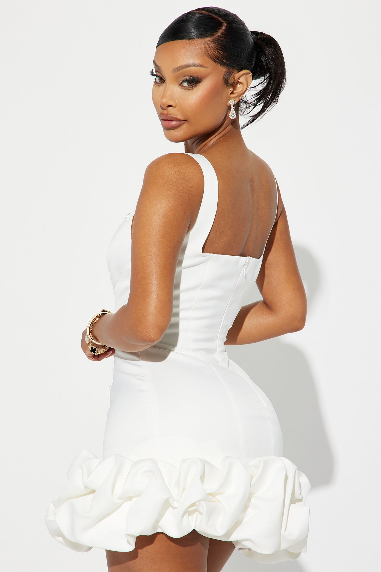 Sienna Satin Mini Dress - White