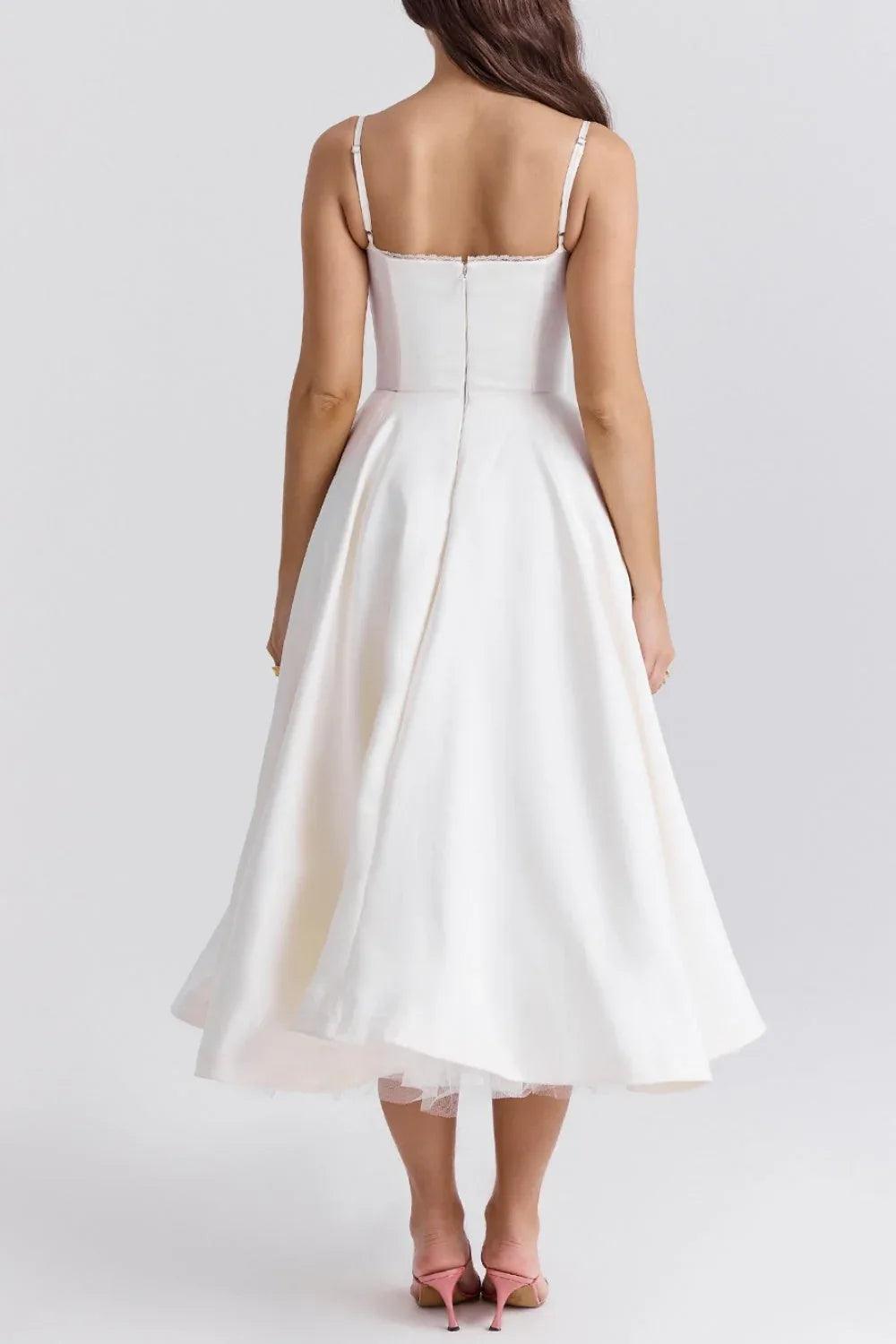 A-line Midi Satin Formal Evening Dresses 803510185058