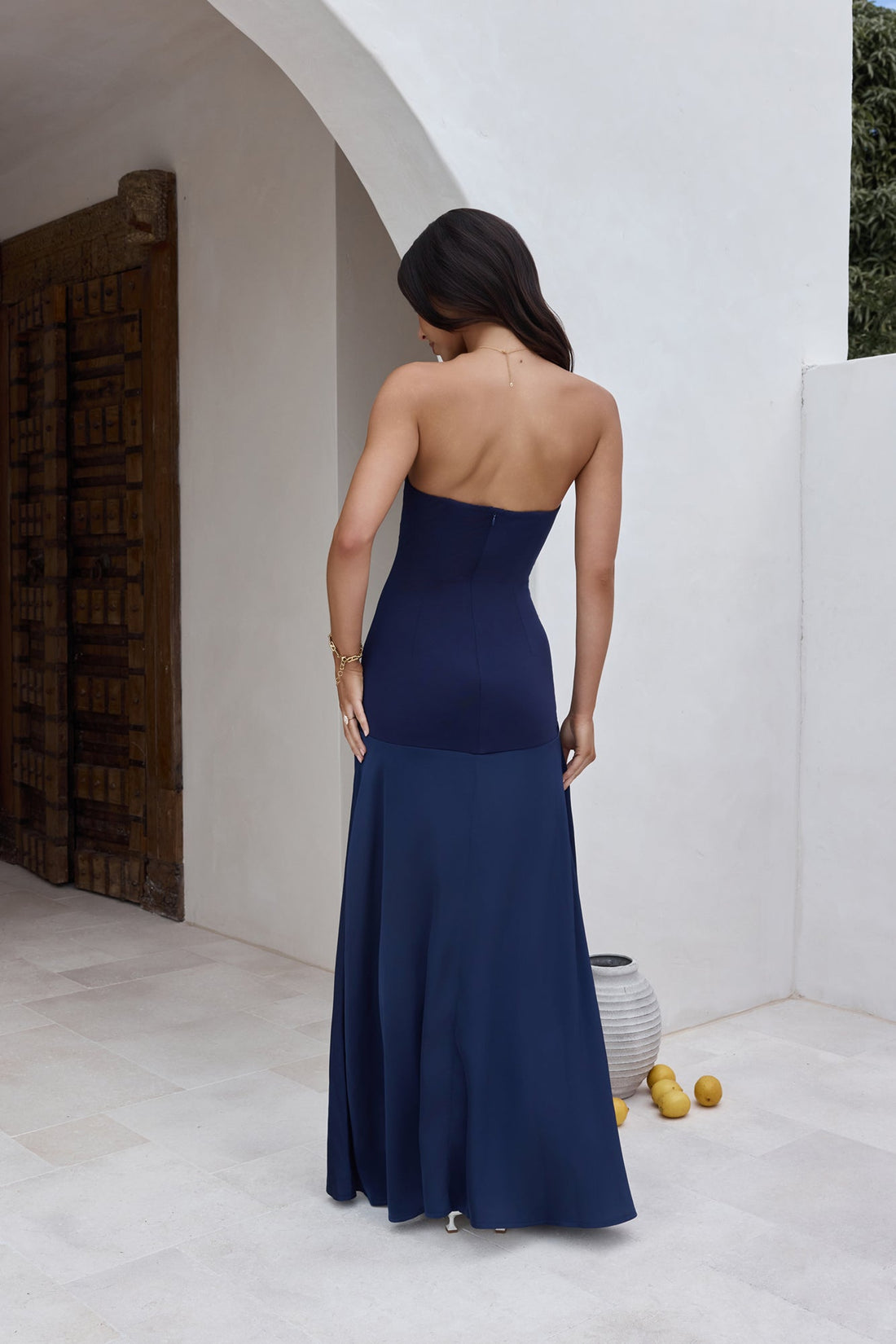 In The Skies Strapless Maxi Dress Blue