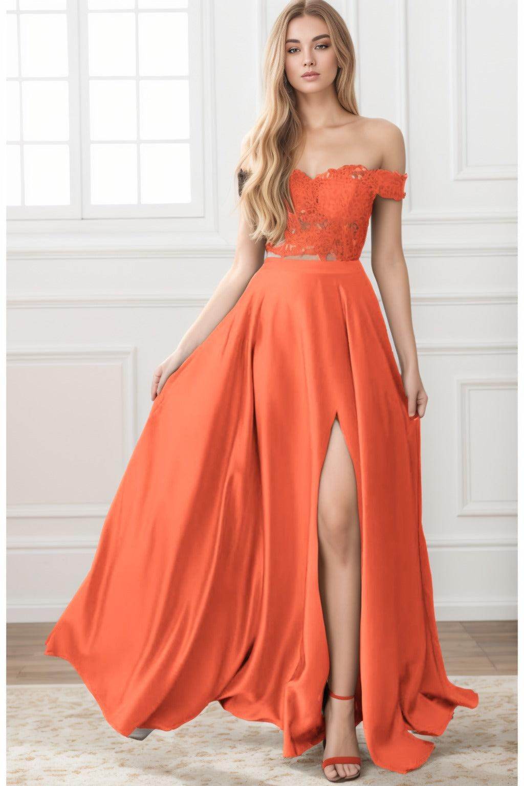 A-Line Sweep-Brush Train Elastic Satin Prom Dress CS0414