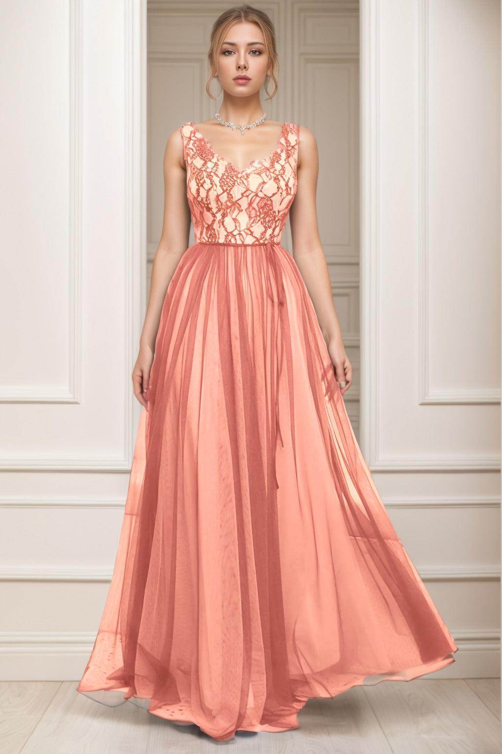 A-Line Sweep-Brush Train Tulle Prom Dress CS0466