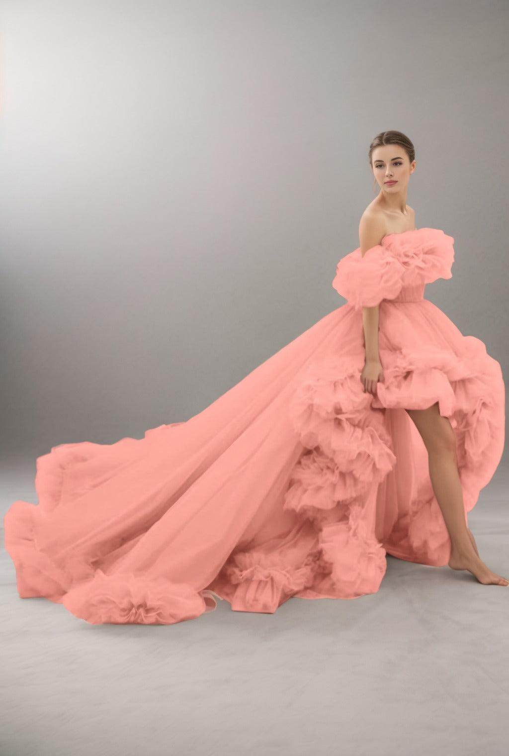 A-Line Court Train Tulle Prom Dress CS0406