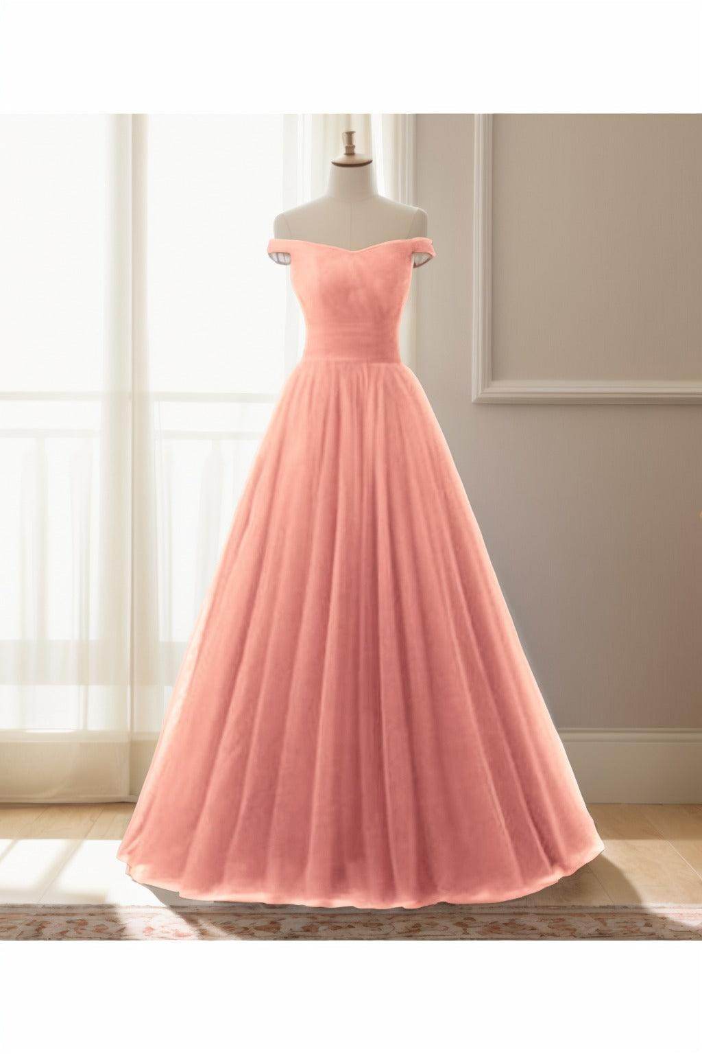 A-Line Floor Length Tulle Prom Dress CS0459