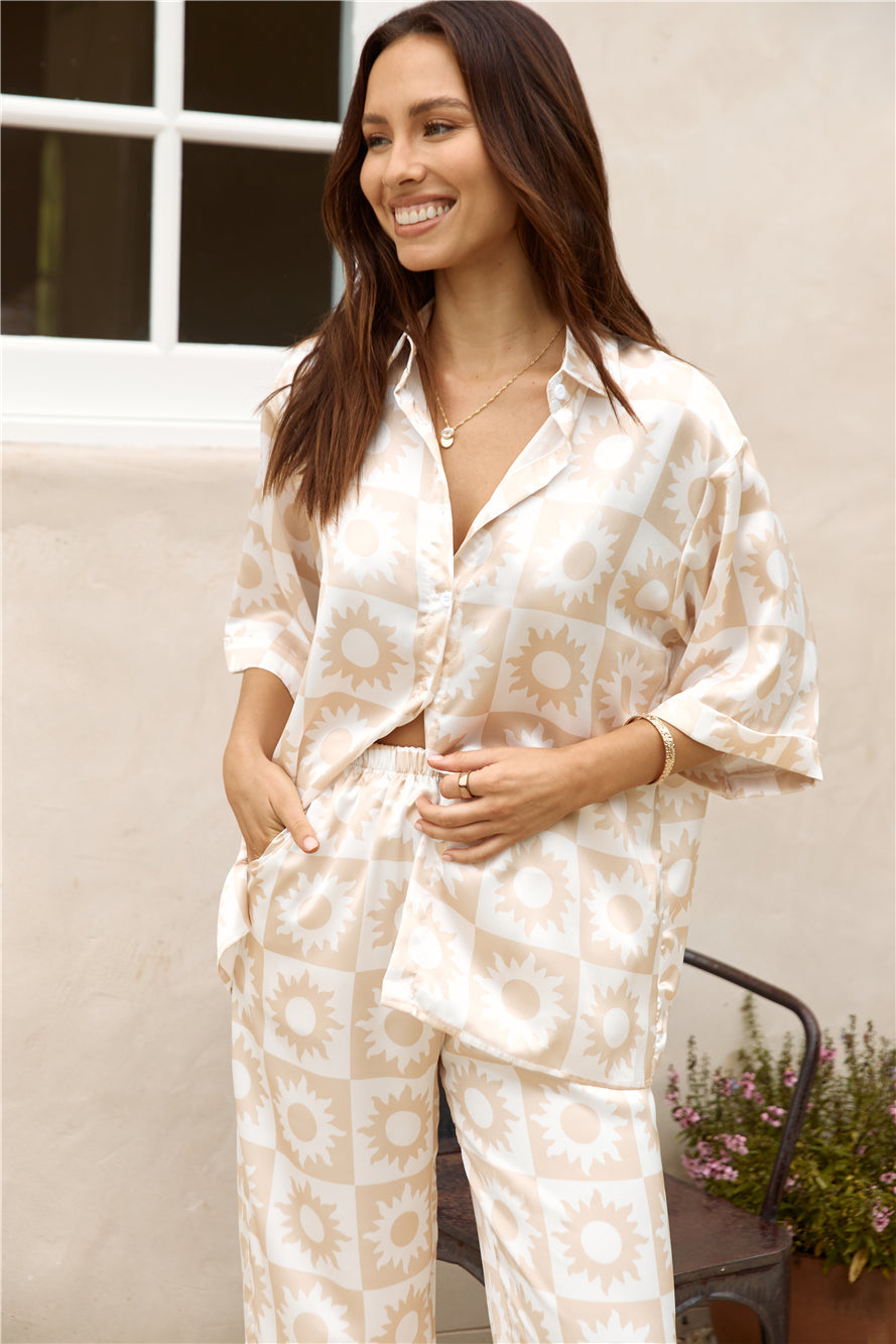 Sun Soaked Satin Set Beige