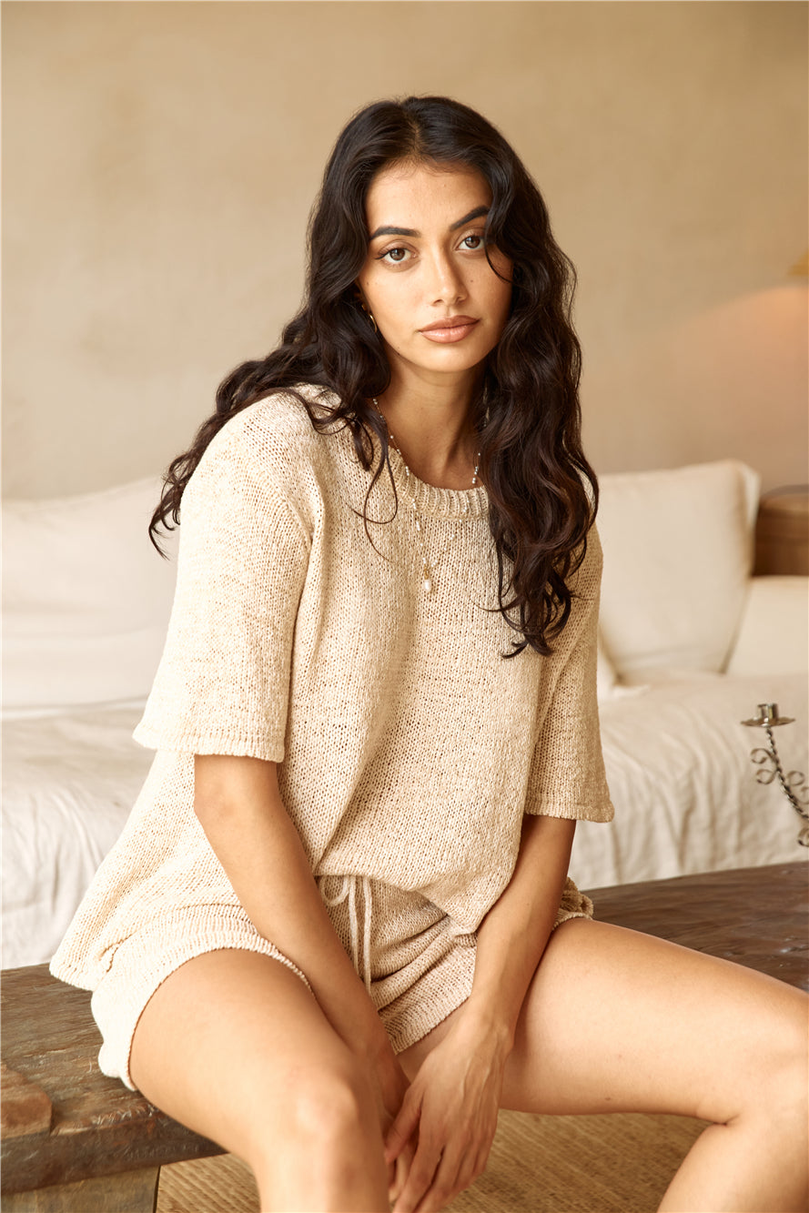Breakfast In Bed Knit Set Beige
