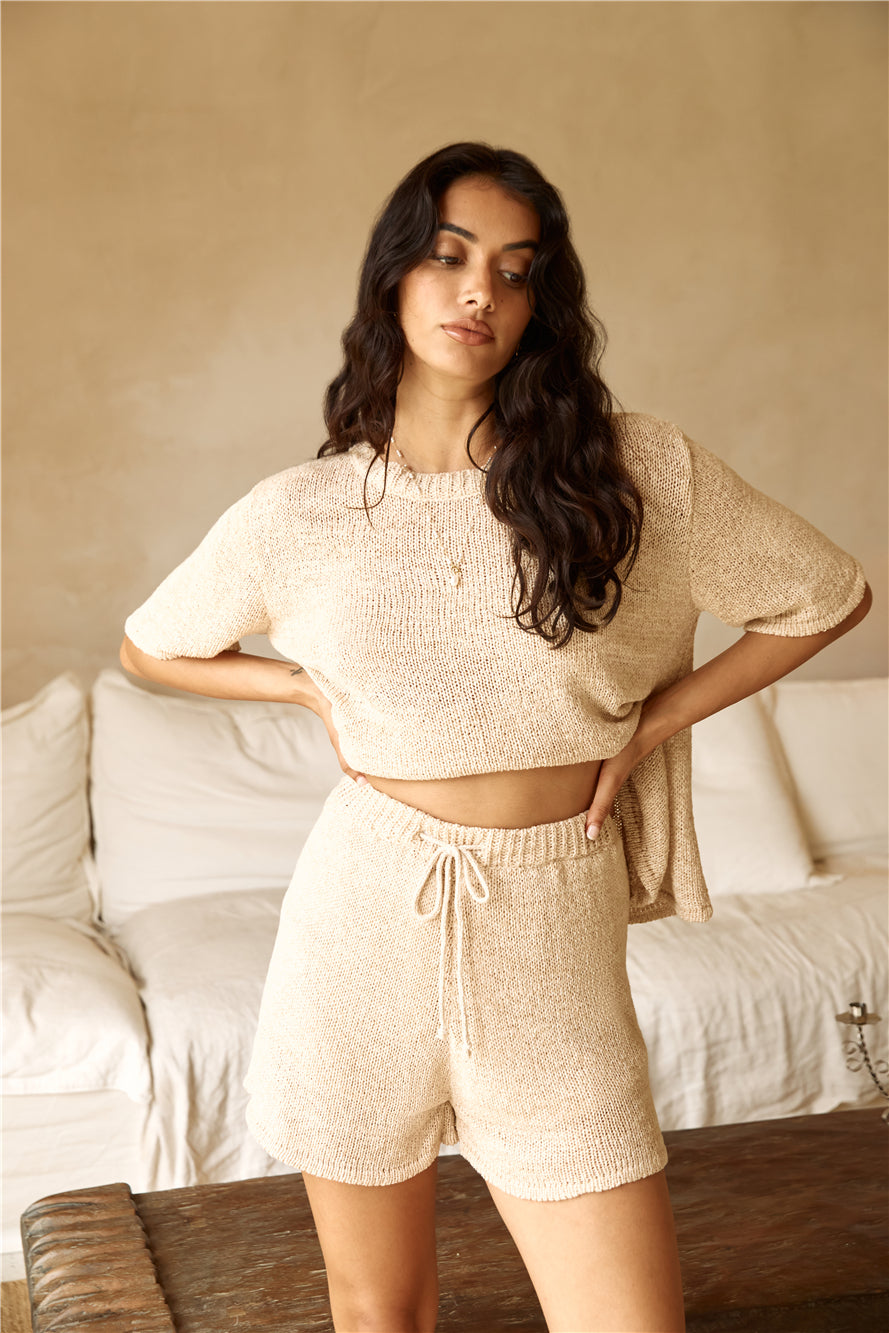 Breakfast In Bed Knit Set Beige
