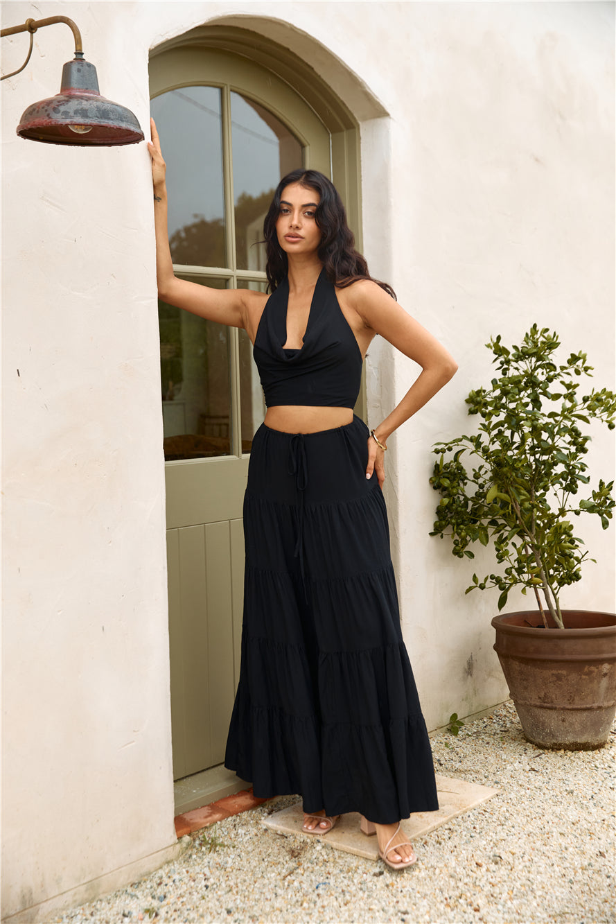 Fancy Evenings Halter Top Black