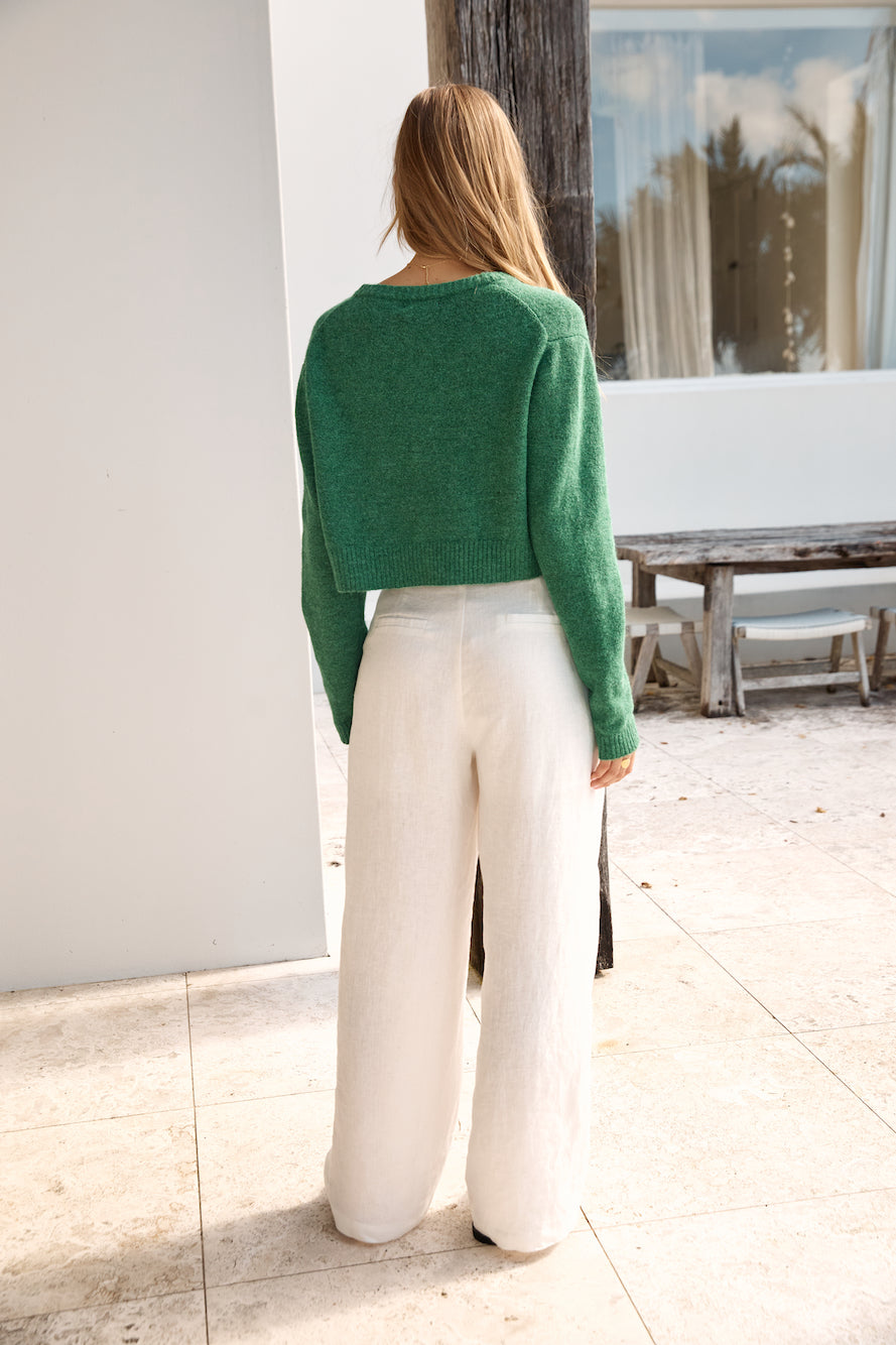 Soft Touch Wool Blend Cardigan Green