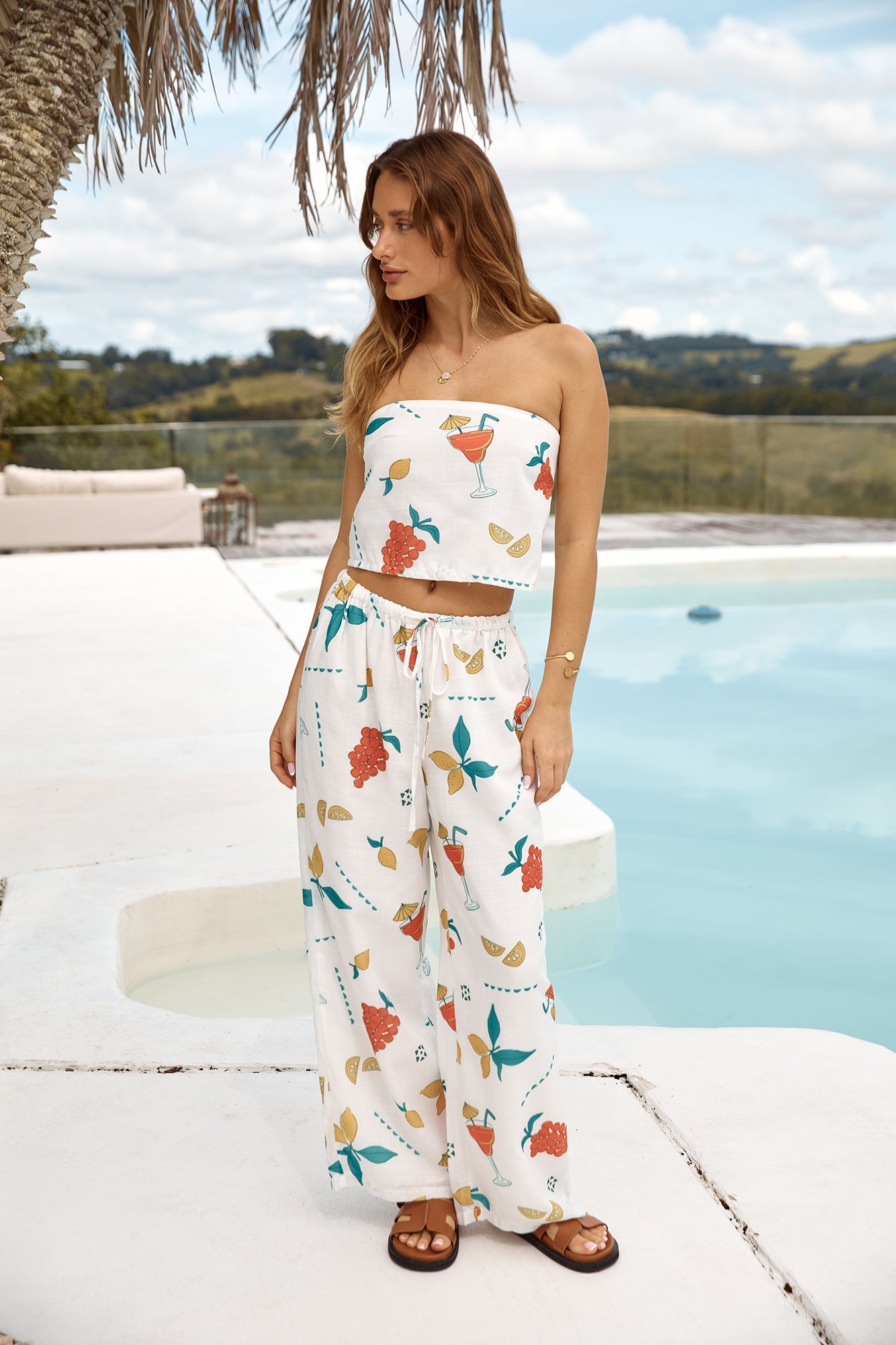Glass Half Full Strapless Crop Top Green