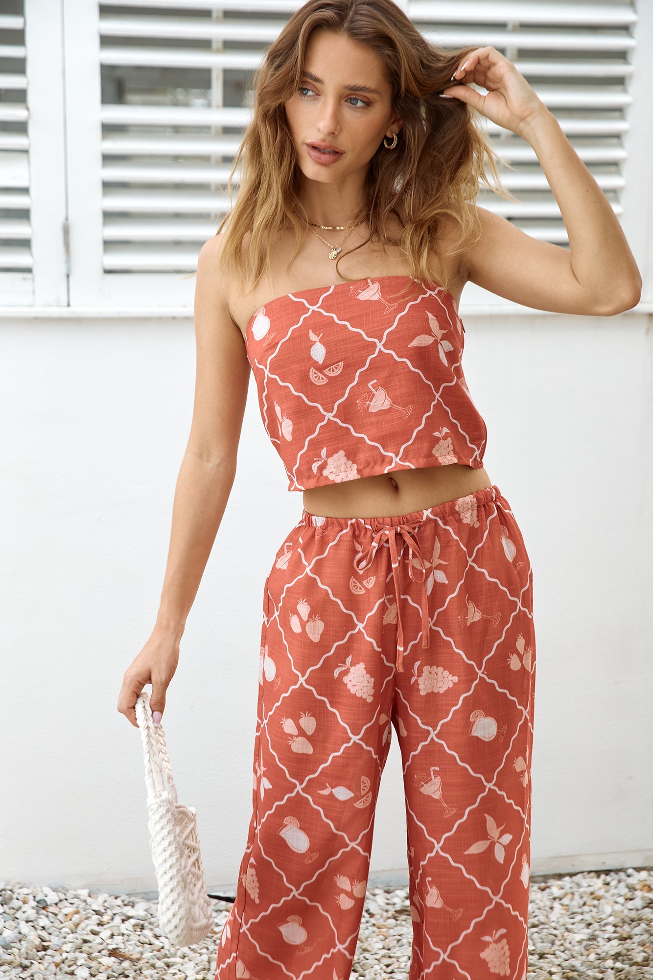 Tropical Punch Strapless Crop Top Orange