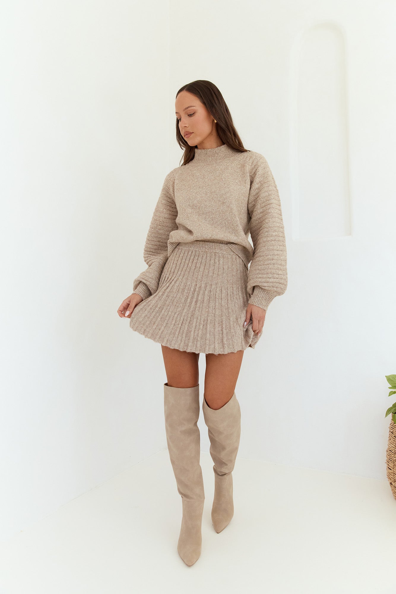 Seasonal Style Knit Sweater Camel