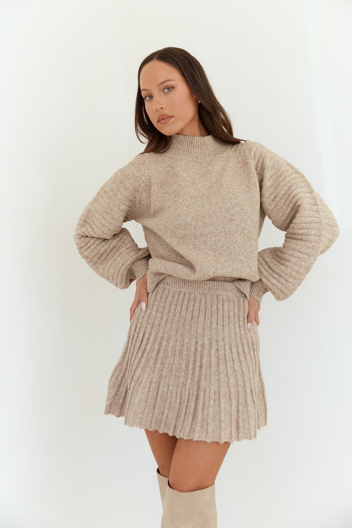 Seasonal Style Knit Sweater Camel