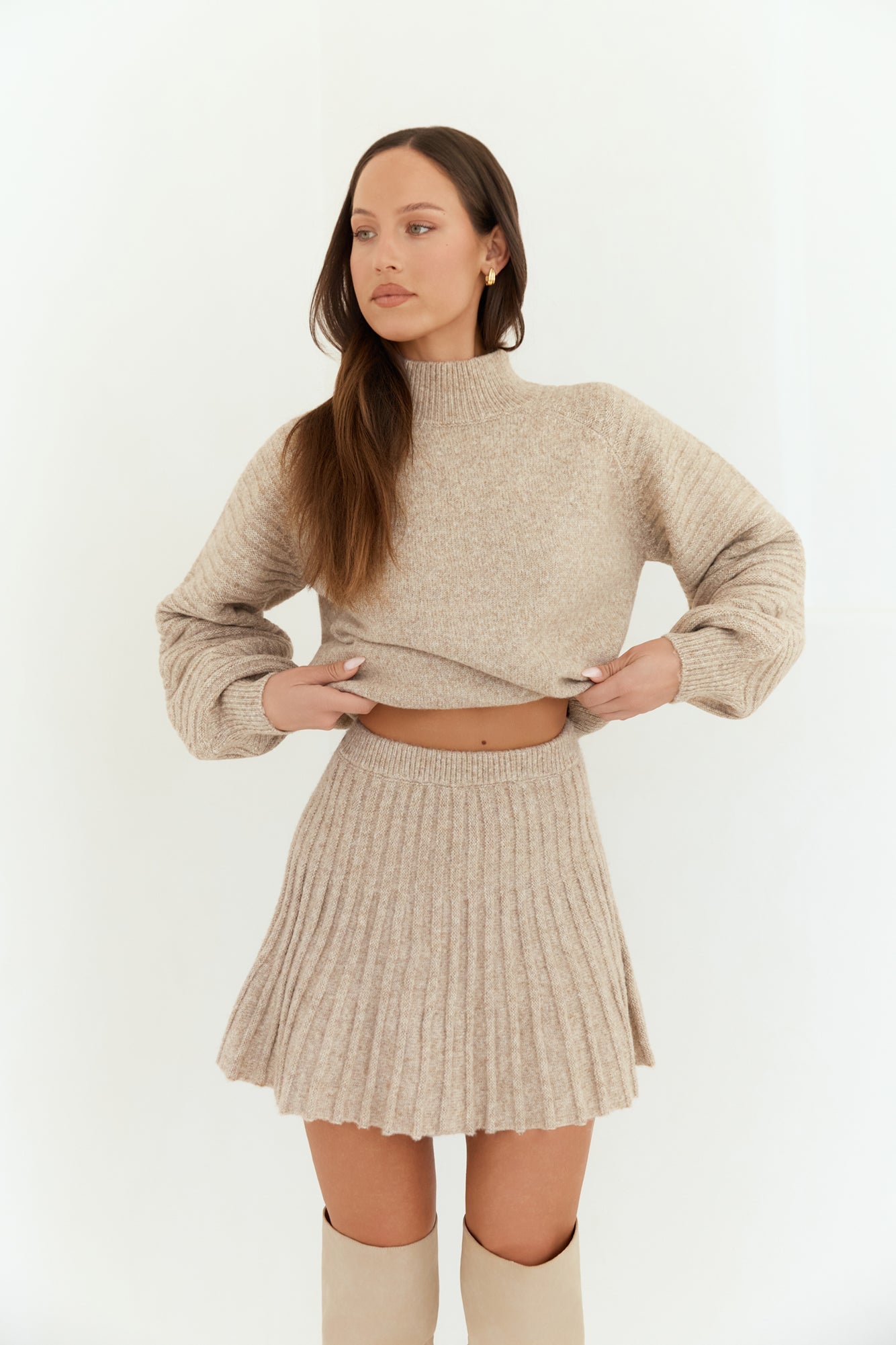 Seasonal Style Knit Sweater Camel