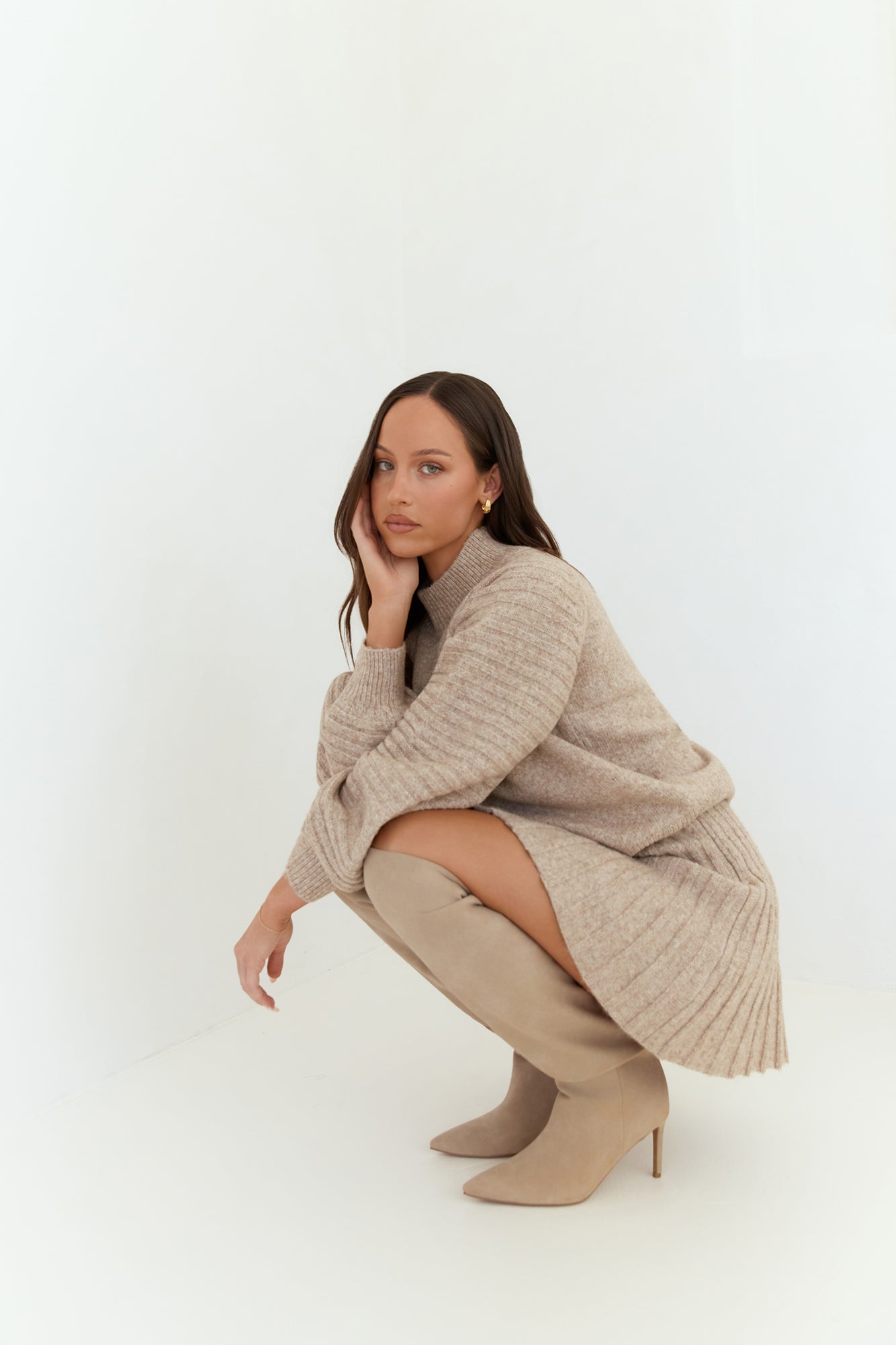 Seasonal Style Knit Sweater Camel