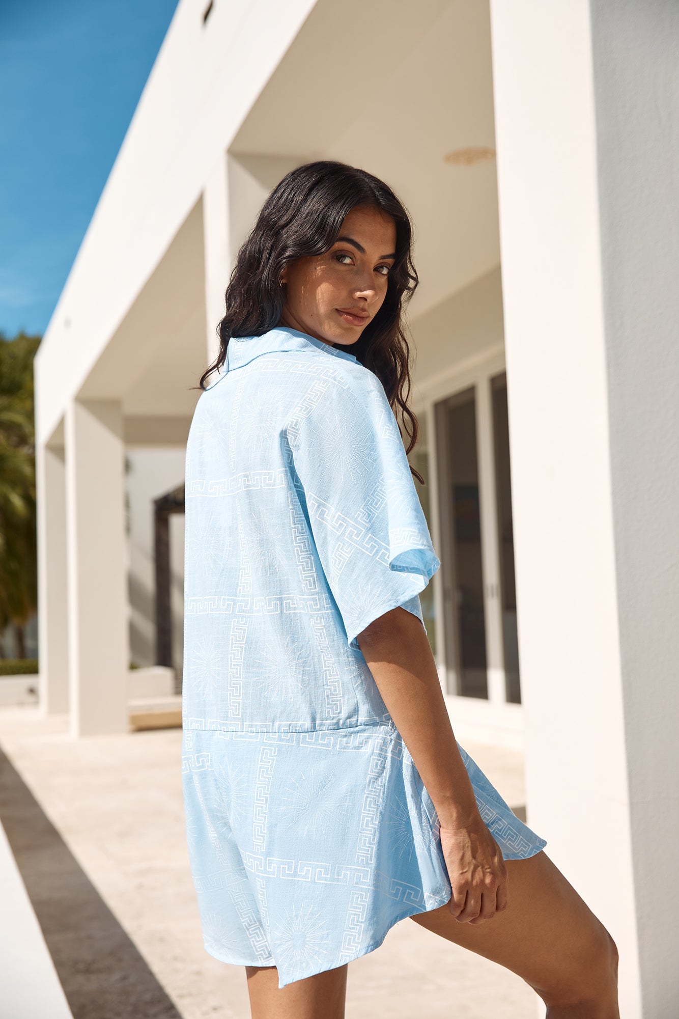 Chic On Shore Romper Blue
