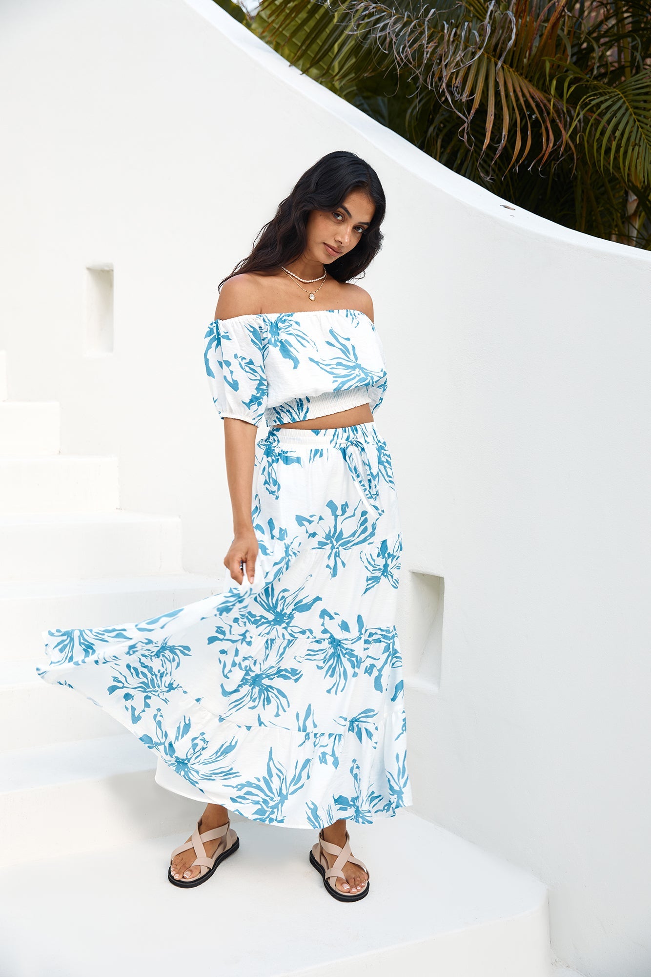 Island Whisper Maxi Skirt Blue