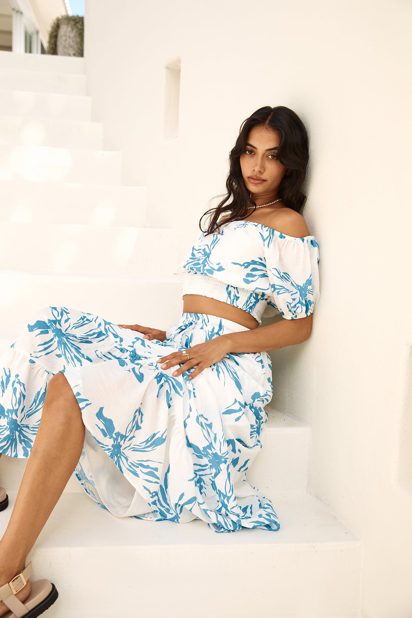 Island Whisper Maxi Skirt Blue