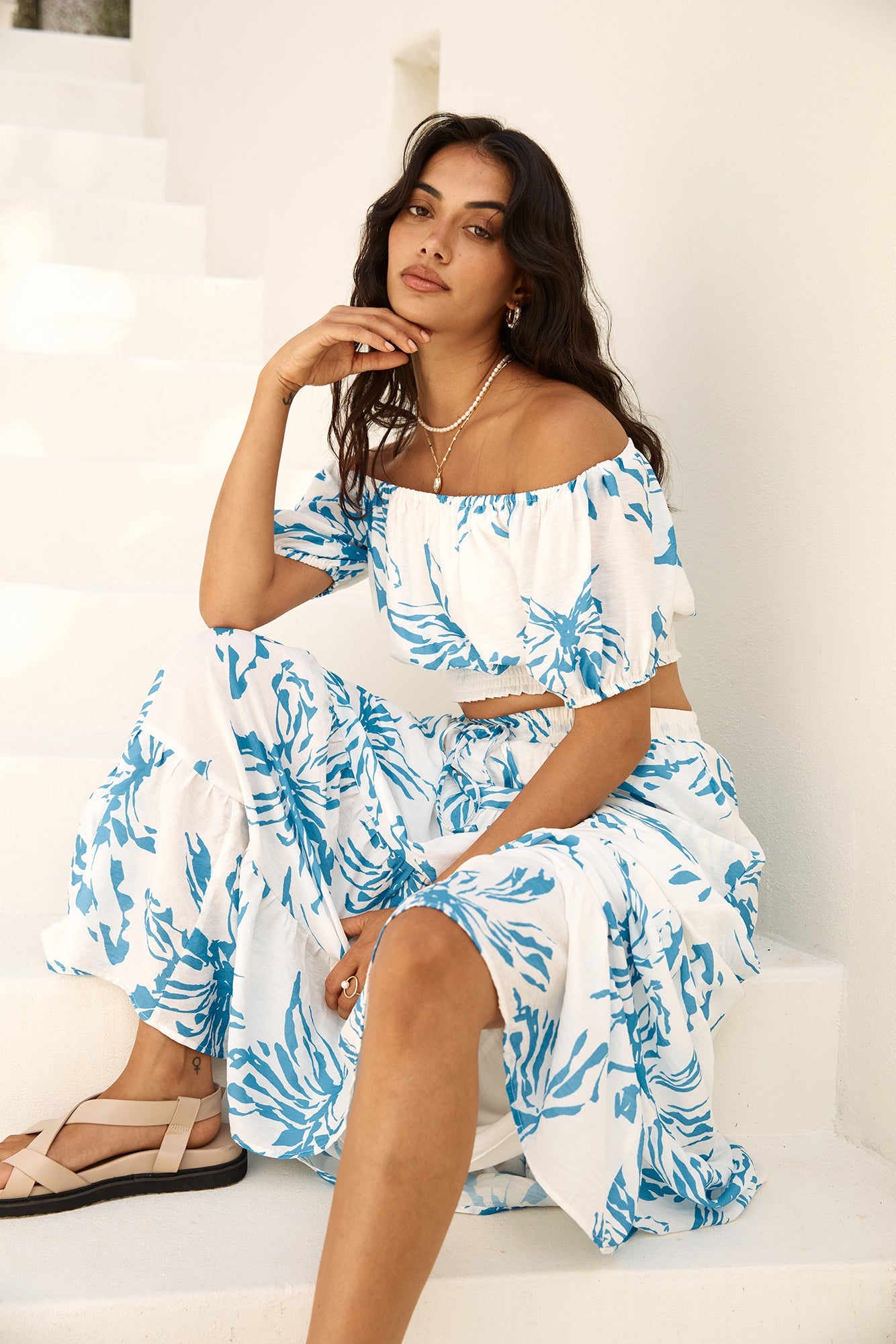 Island Whisper Maxi Skirt Blue