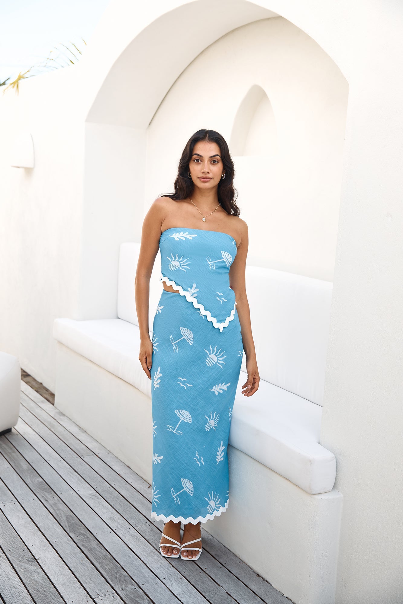 Vacation Away Maxi Skirt Blue