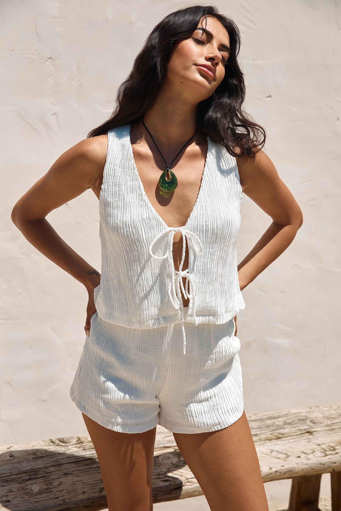 Pearlescent Jewels Shorts White