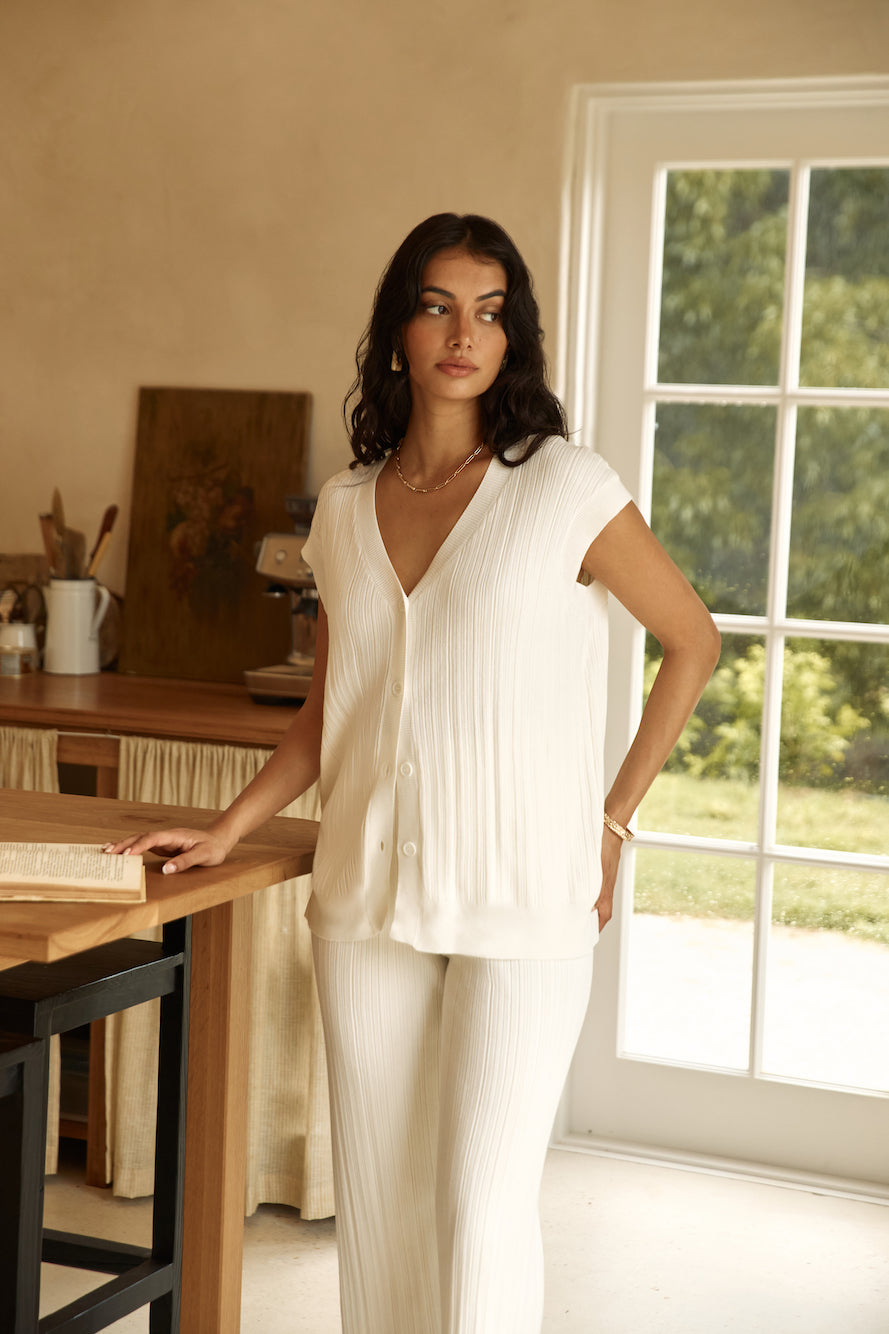 Seeking Memories Knit Pant White