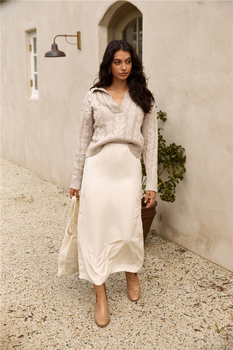 SEVEN WONDERS Picilo Long Midi Skirt Stone