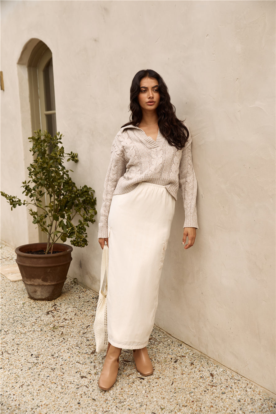 SEVEN WONDERS Picilo Long Midi Skirt Stone