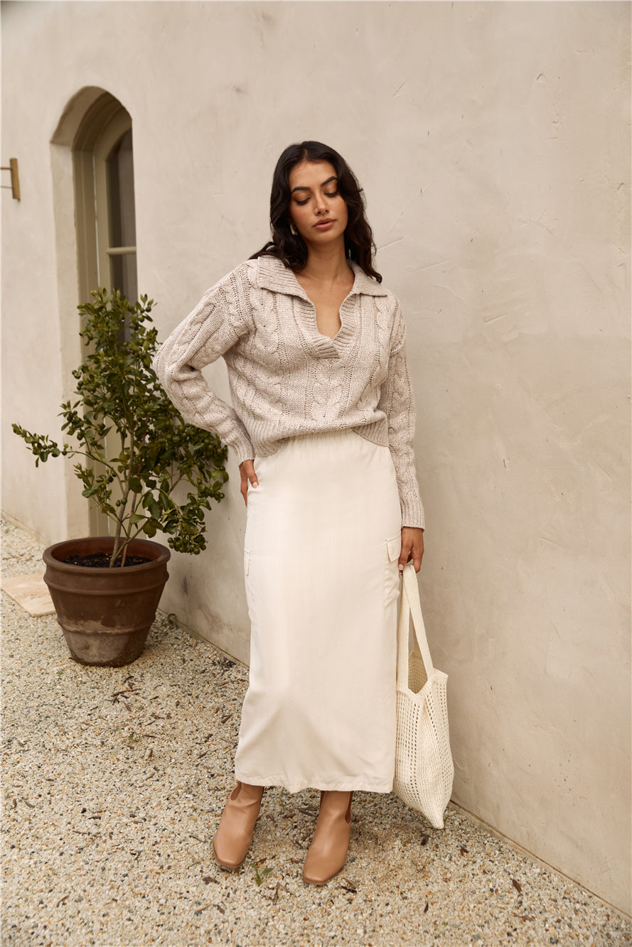 SEVEN WONDERS Picilo Long Midi Skirt Stone