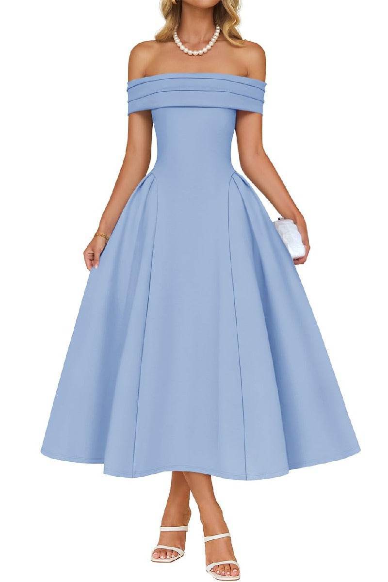 A-Line Midi Satin Formal Wedding Guest Dresses B0DS8NJRR3