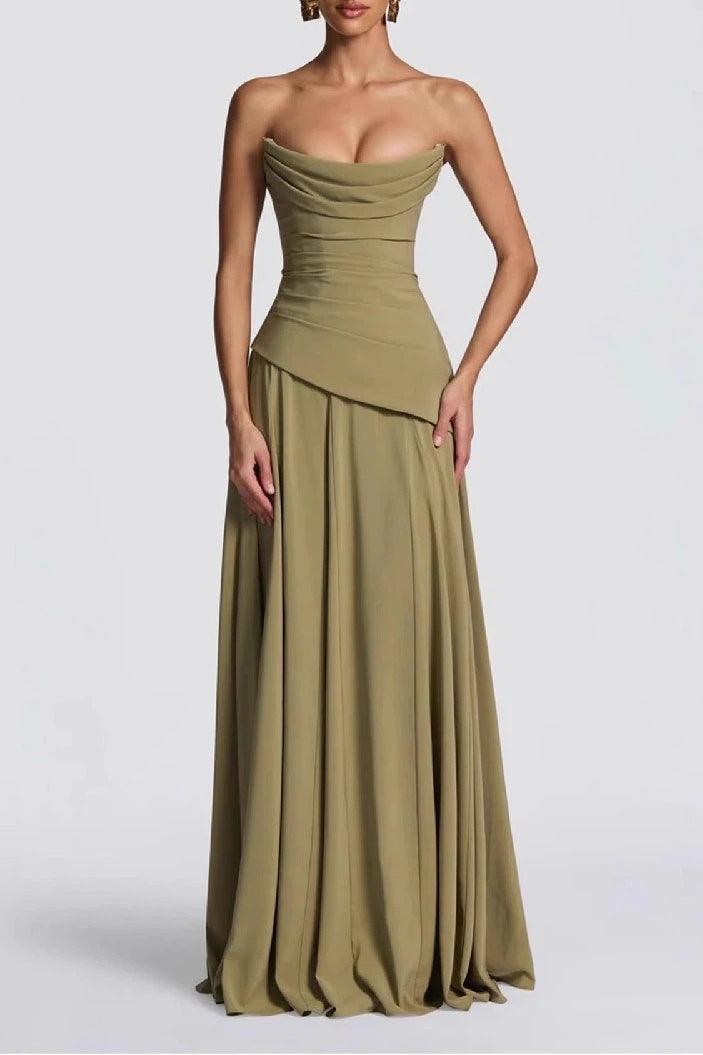 Sheath-Column Floor Length Silk-Like Wedding Guest Dress 1037538978797