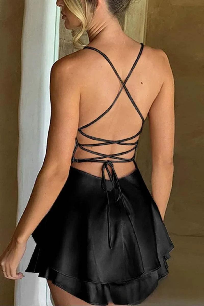 Short Mini Spaghetti Spandex Satin Cocktail Guest Dresses 911969027491
