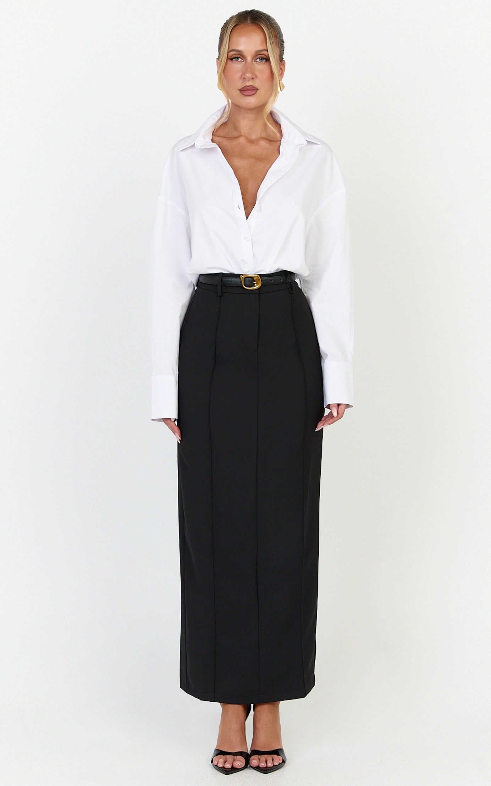 Stella Maxi Skirt - High Waisted Pencil Skirt in Black