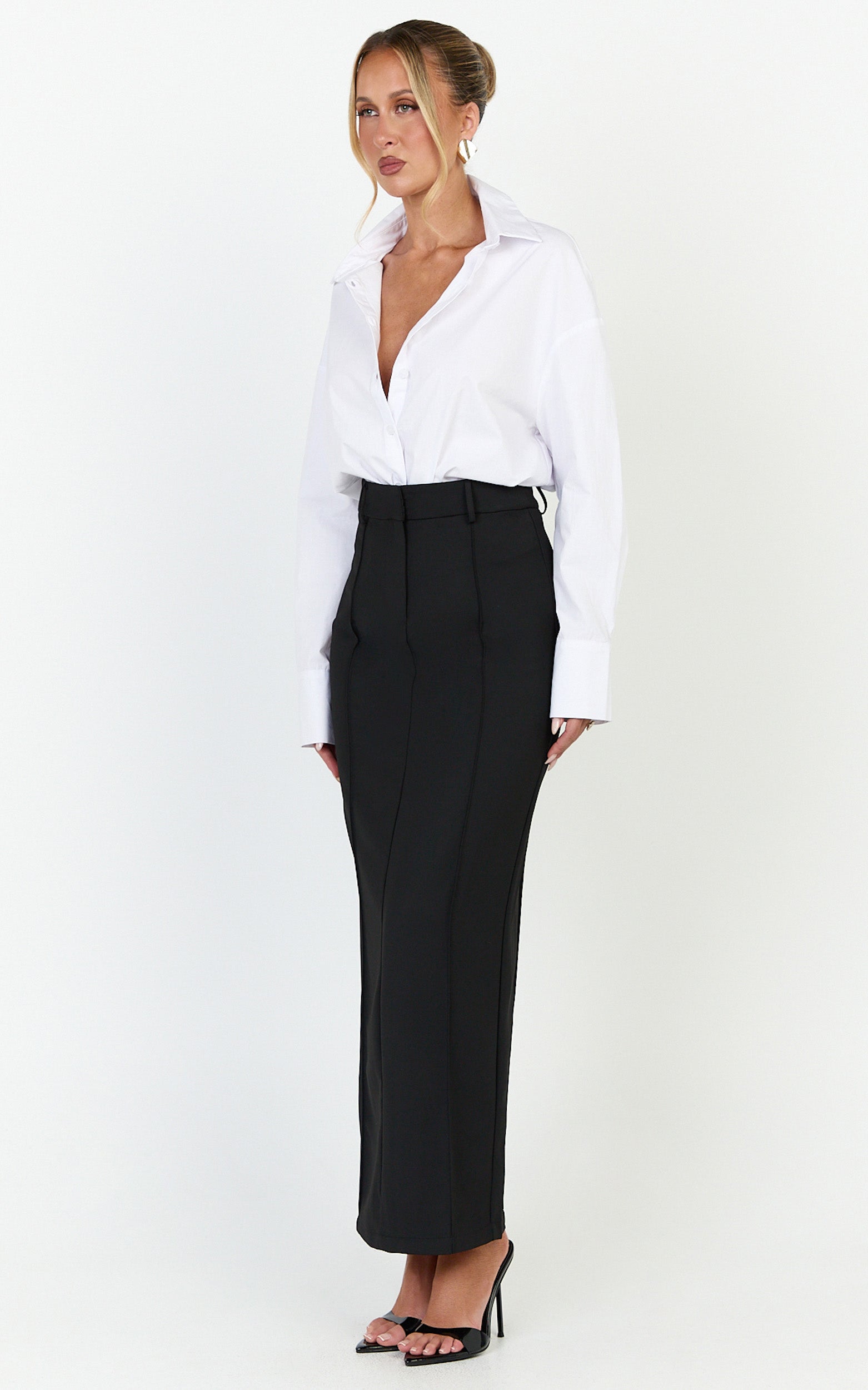 Stella Maxi Skirt - High Waisted Pencil Skirt in Black