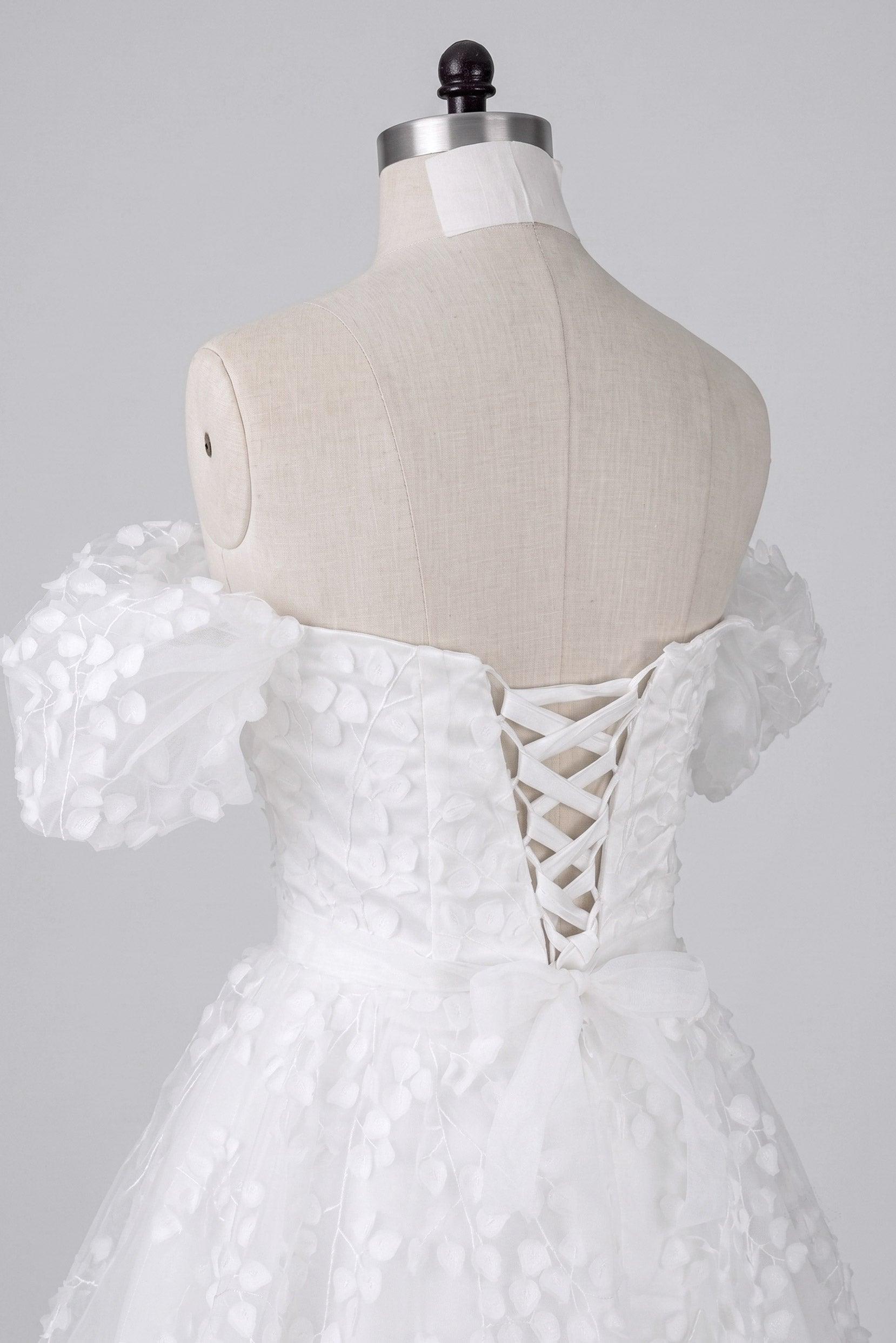 A-Line Short-Mini Lace Organza Little White Dress 100040