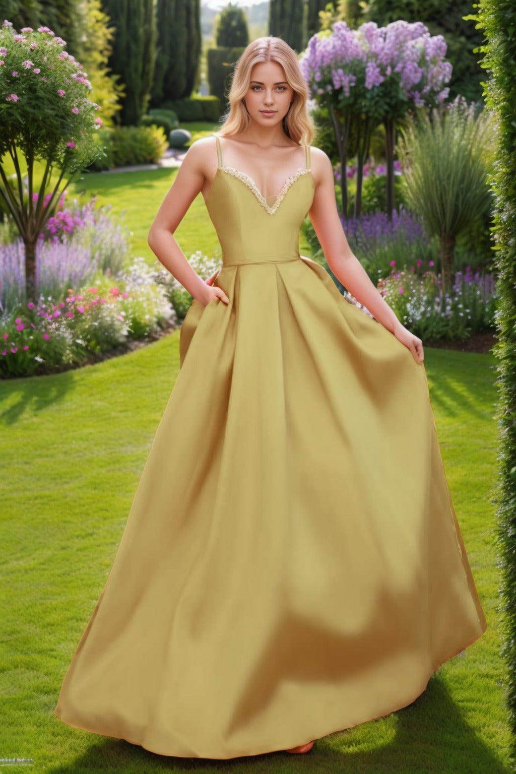A-Line Floor Length Satin Prom Dress CS0451