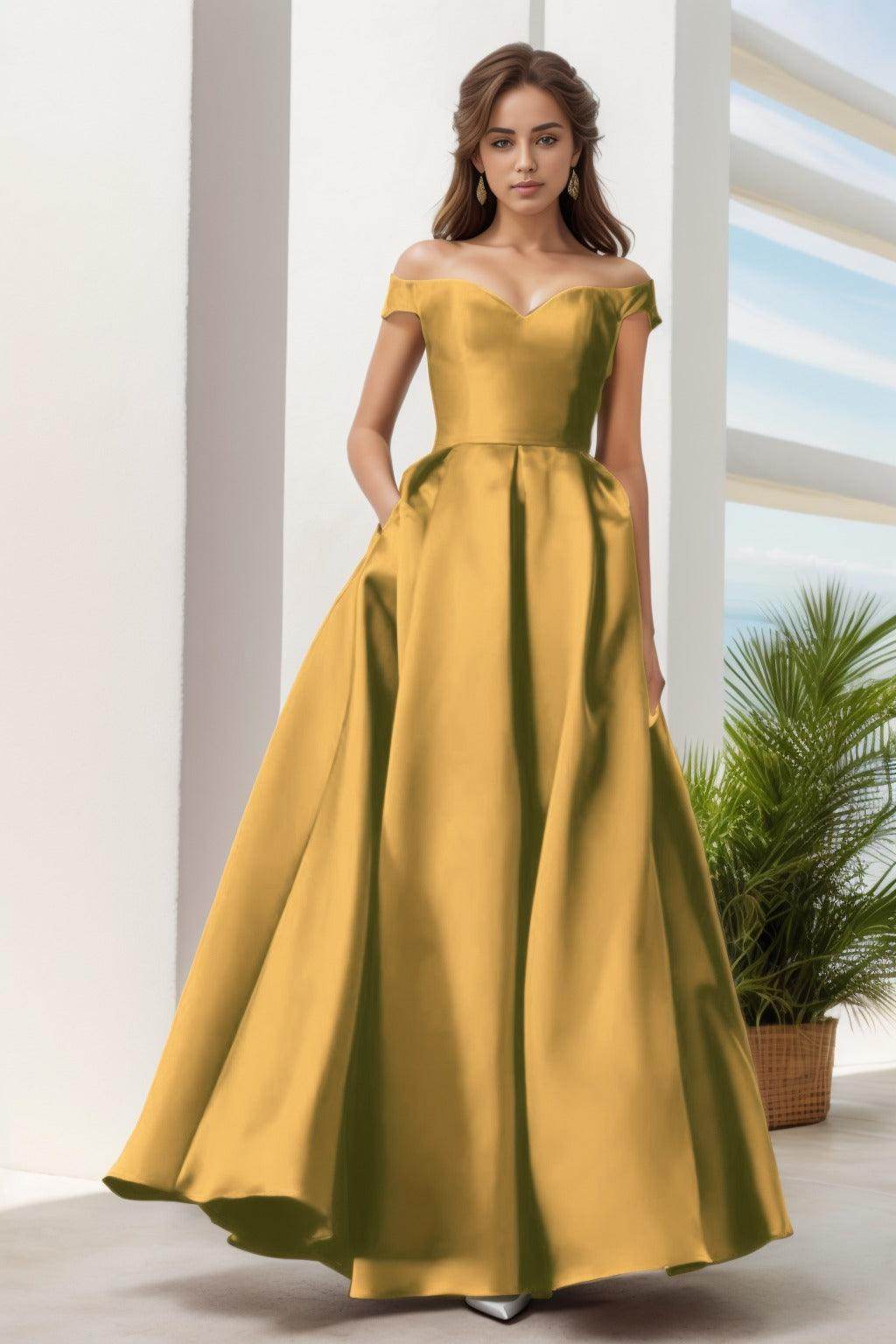 A-Line Floor Length Satin Prom Dress CS0408
