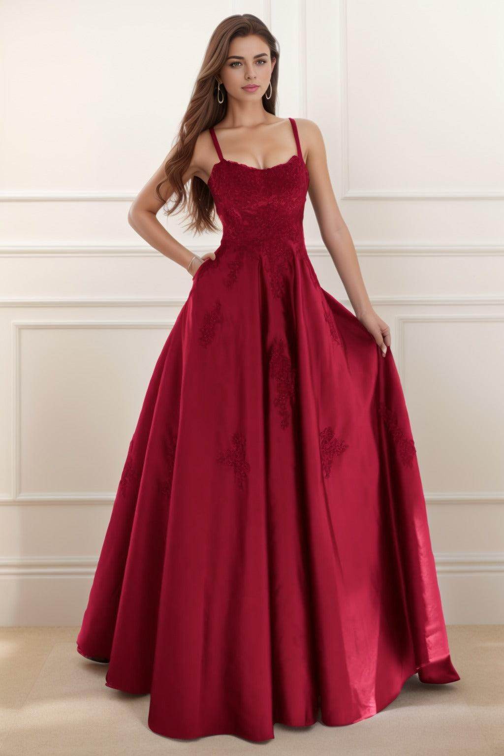 A-Line Floor Length Satin Prom Dress CS0458