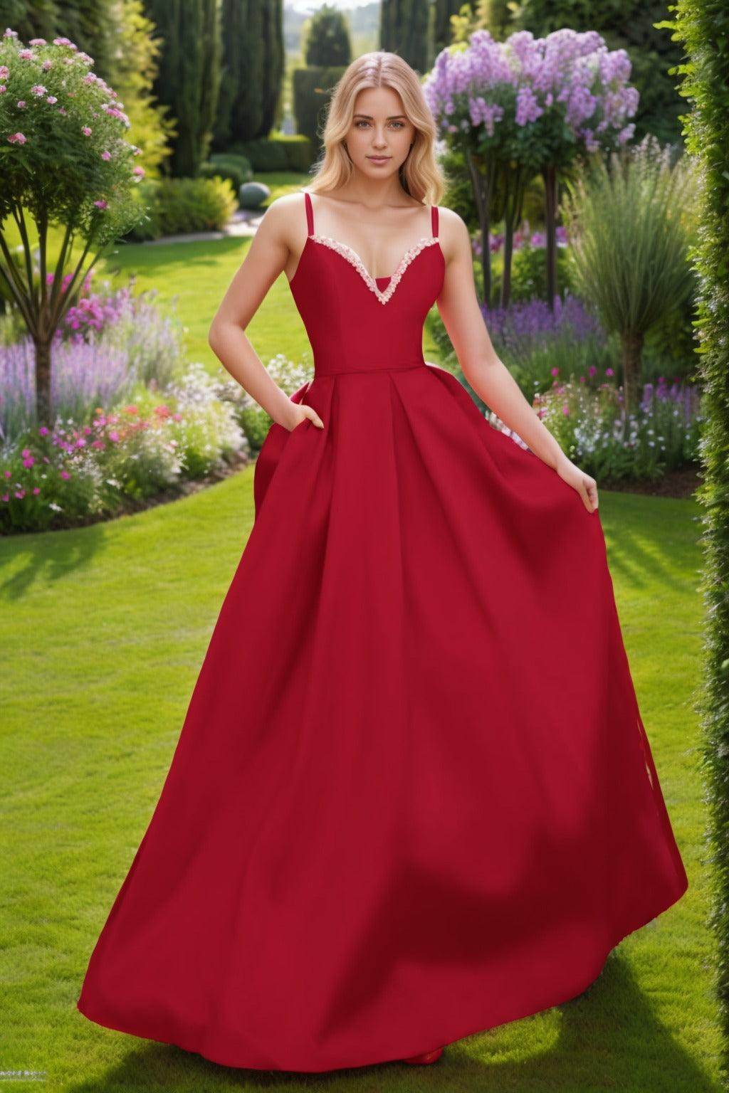 A-Line Floor Length Satin Prom Dress CS0451